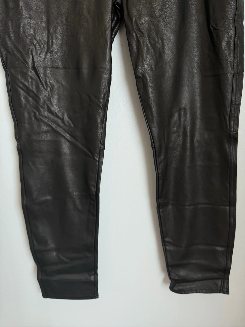 SPANX Leather Like Ankle Skinny Pant Faux Leather Women Size XL Black